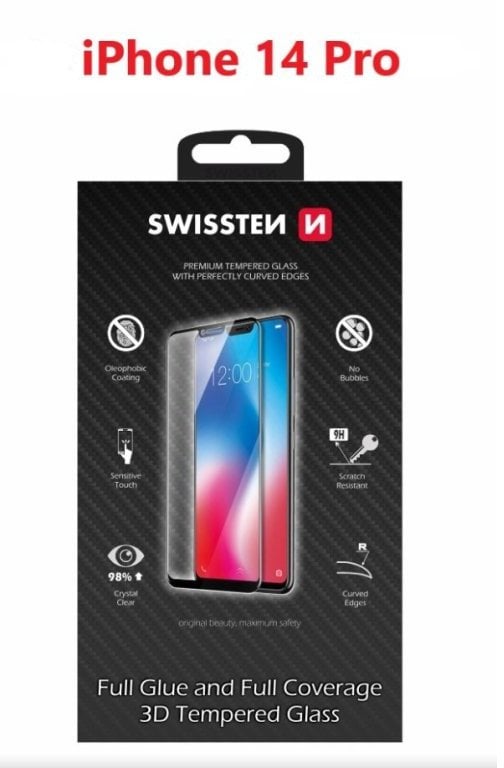 Swissten Ultra Durable Full glue / Full Face Tempered Glass Apple iPhone 14 Pro Black