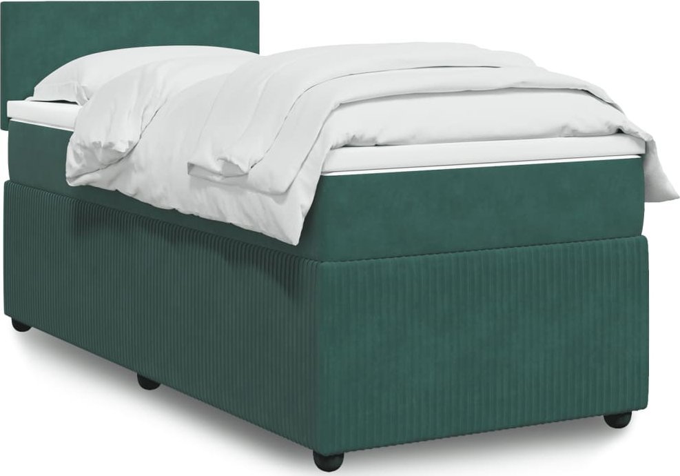 vidaXL vidaXL Łóżko kontynentalne z materacem, zielone, aksamit, 90x200 cm
