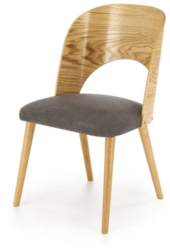 Krzesło tapicerowane CADIZ dąb/szare HALMAR