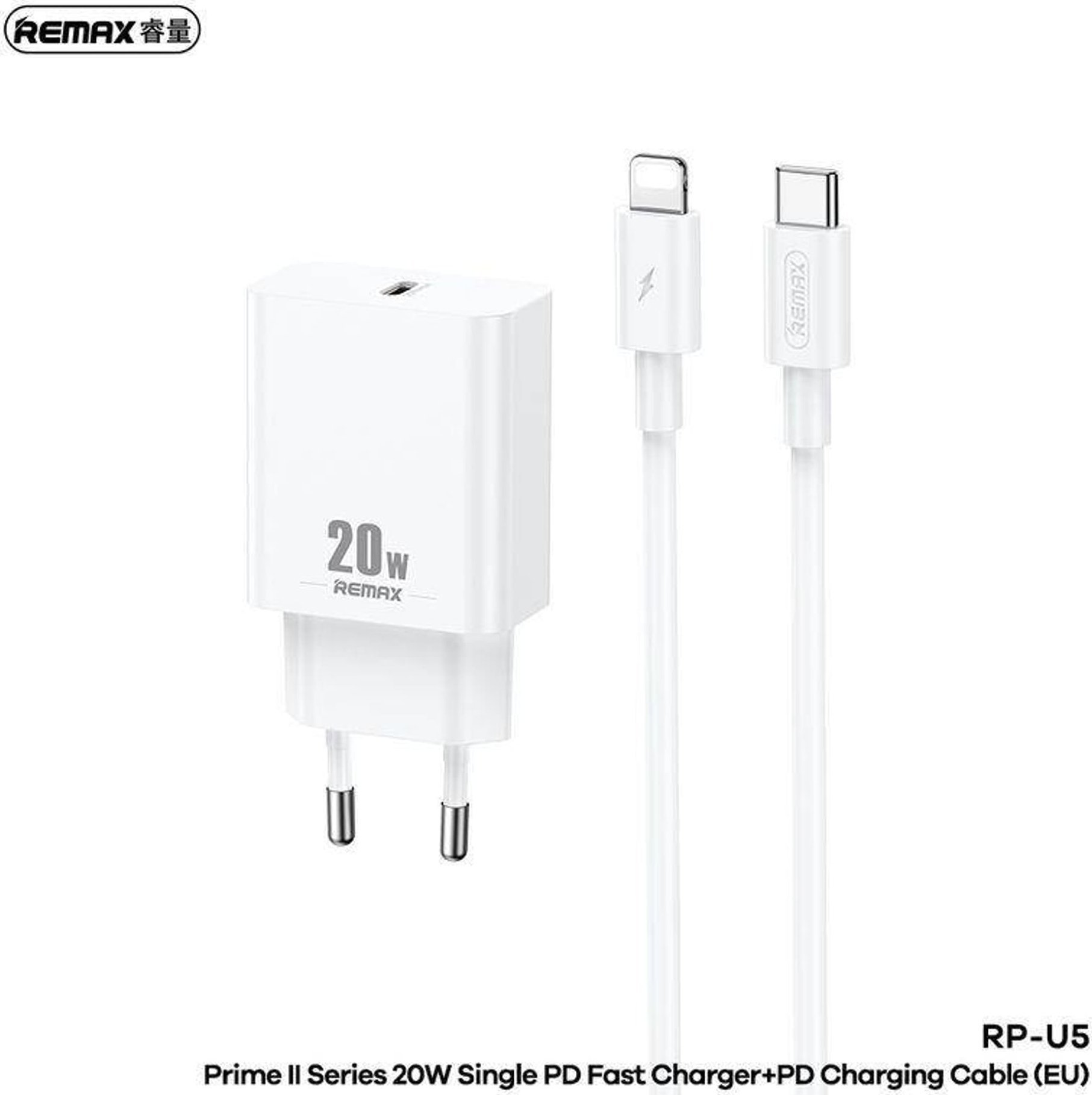 Ładowarka Remax ŁAD SIEC REMAX PRIME II SERIES 20W RP-U5 + KABEL USB-C/LIGHTNING 1M