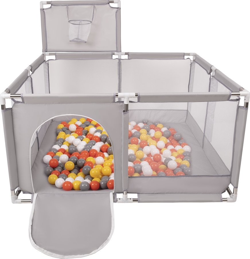 Selonis Boisko KK-100X z piłeczkami 6cm szary: żółty-biały-szary-pomarańcz 125x125x105/400piłek Zabawka kojec