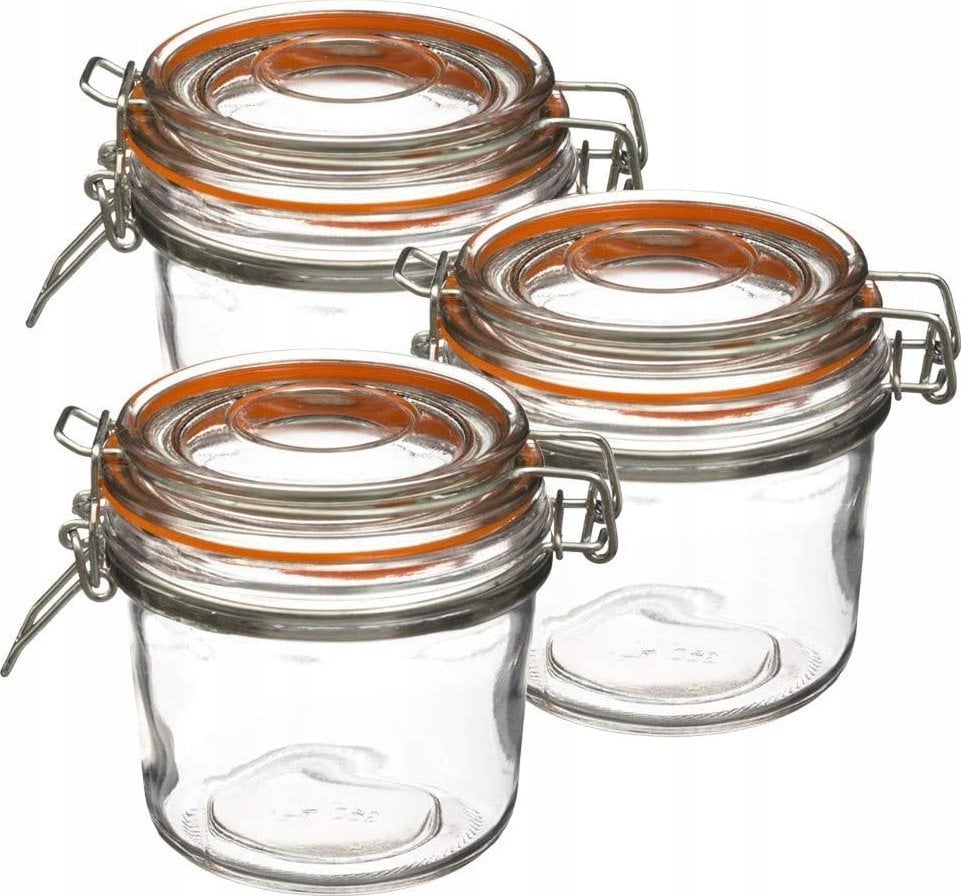 Secret de Gourmet Słoik szklany z pokrywką i klipsem, 350 ml, 3 sztuki