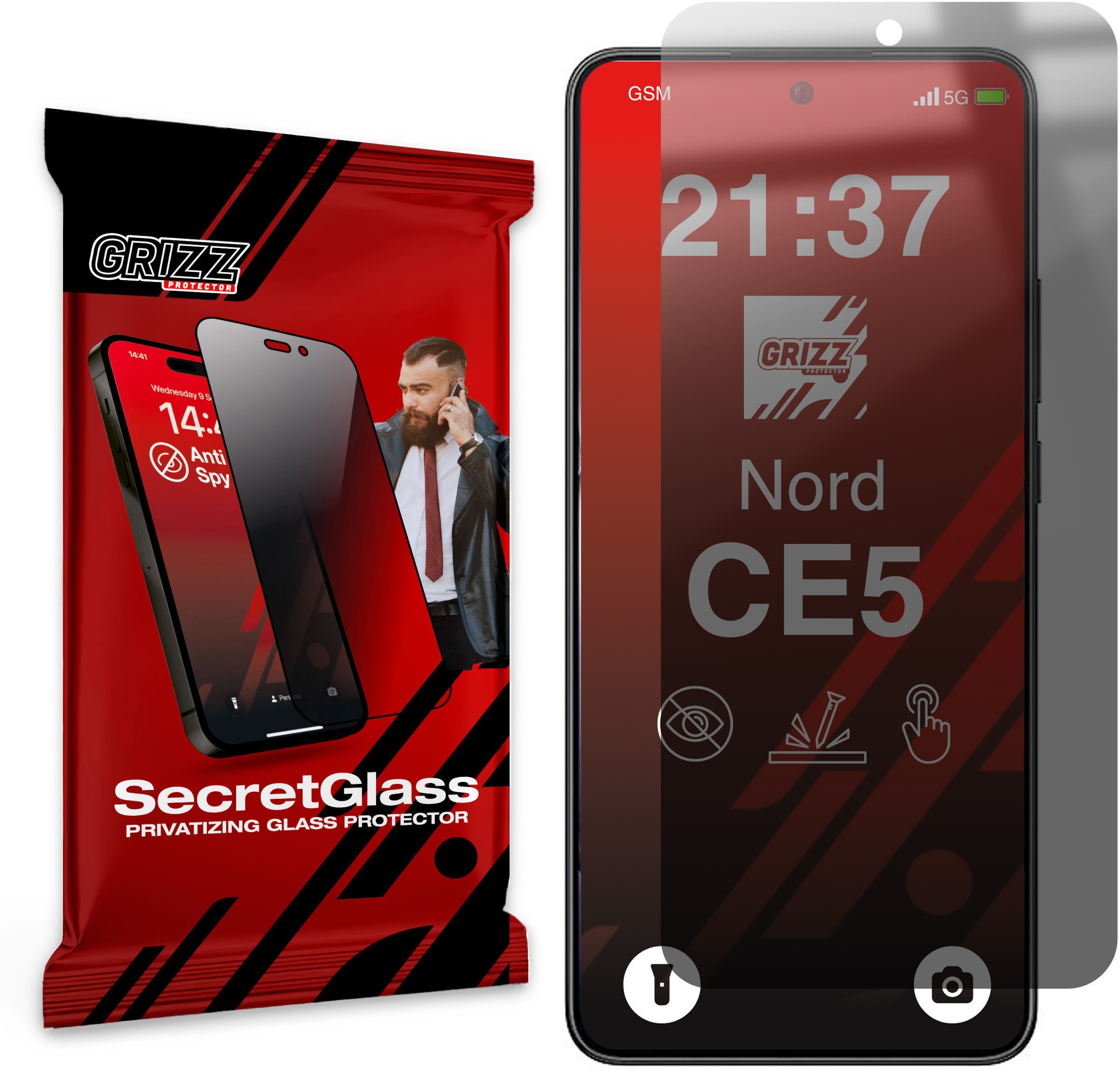 Matowe szkło prywatyzujące GrizzGlass SecretGlass do OnePlus Nord CE5