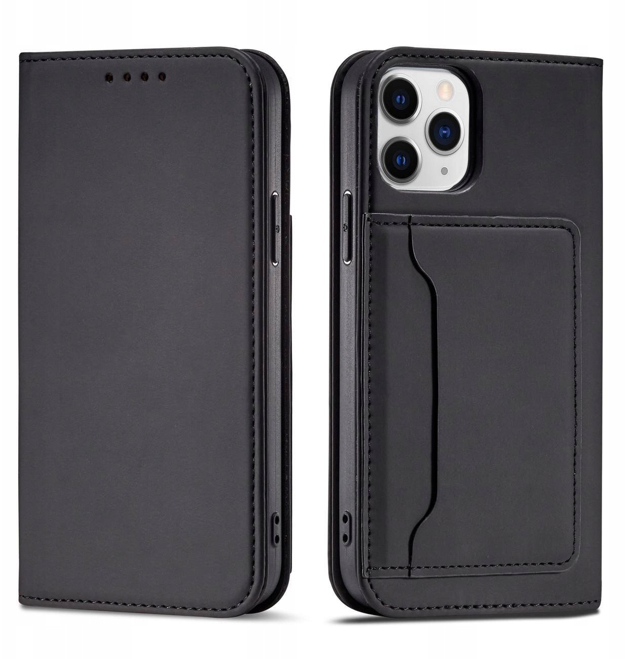Magnet Card Case etui do iPhone 12 Pro pokrowiec portfel na karty kartę podstawka czarny