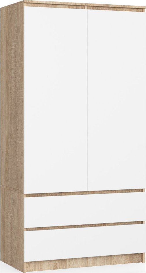 Fabryka Mebli Akord SZAFA S 90 cm 2 DRZWI 2 SZUFLADY SONOMA / BIAŁA