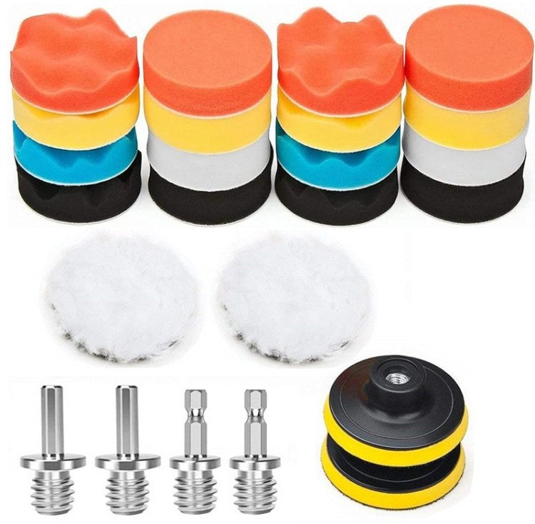 DUŻY ZESTAW GĄBEK DO POLEROWANIA USUWANIA RYS XXL 25 ELEMENTÓW PASTA POLERSKA K2 ULTRA