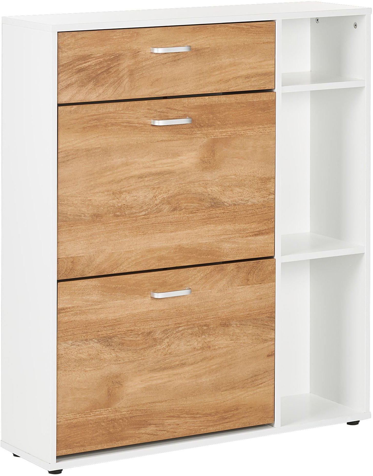 Szafka na buty 2 przegrody jasne drewno z białym MACKAY