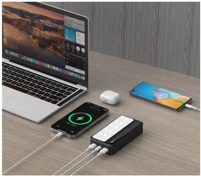 rebeltec Powerbank P20 LCDPD LAMP 20 000mAh, zintegrowana lampa LED z funkcją latarki