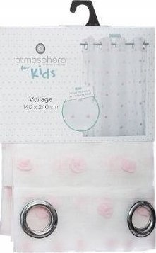 Atmosphera Firana okienna do pokoju dziecka w różowe pompony 140 x 240 cm