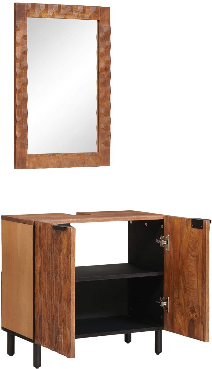 vidaXL Zestawy łazienkowe Brązowy winyl akacjowe Drewno z mango