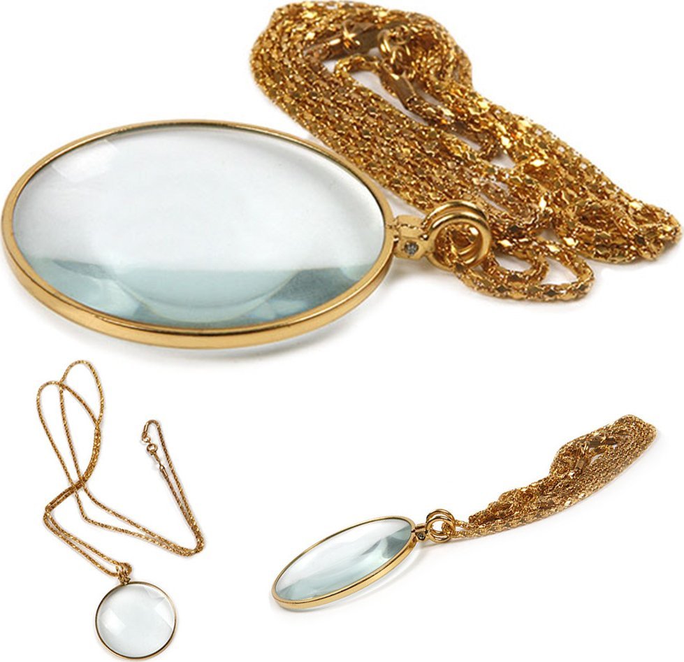 Verk Lupa do czytania szkło na szyję złota 5x elegancka Lupa do czytania szkło na szyję złota 5x elegancka