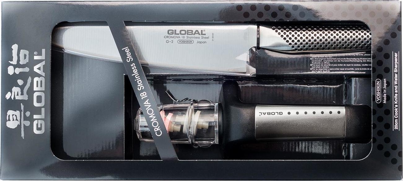 Global Zestaw Starter: Nóż szefa kuchni G-2 + ostrzałka Global G-291/SB