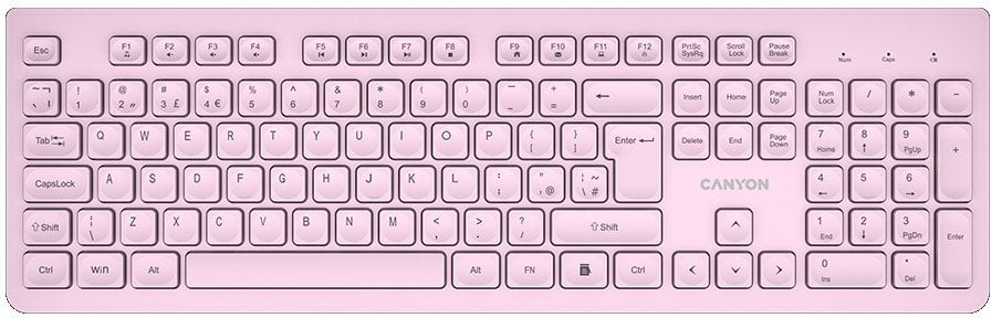 CANYON Klawiatura HKB-W01 UK/US AAA Bezprzewodowa Różowa