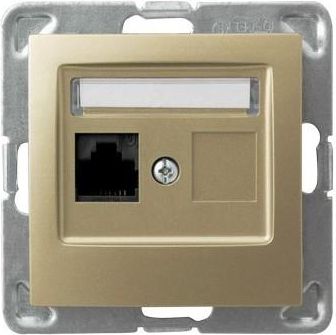 Ospel Gniazdo komputerowe Impresja pojedyncze RJ45 5e złoty metalik (GPK-1Y/K/m/28)
