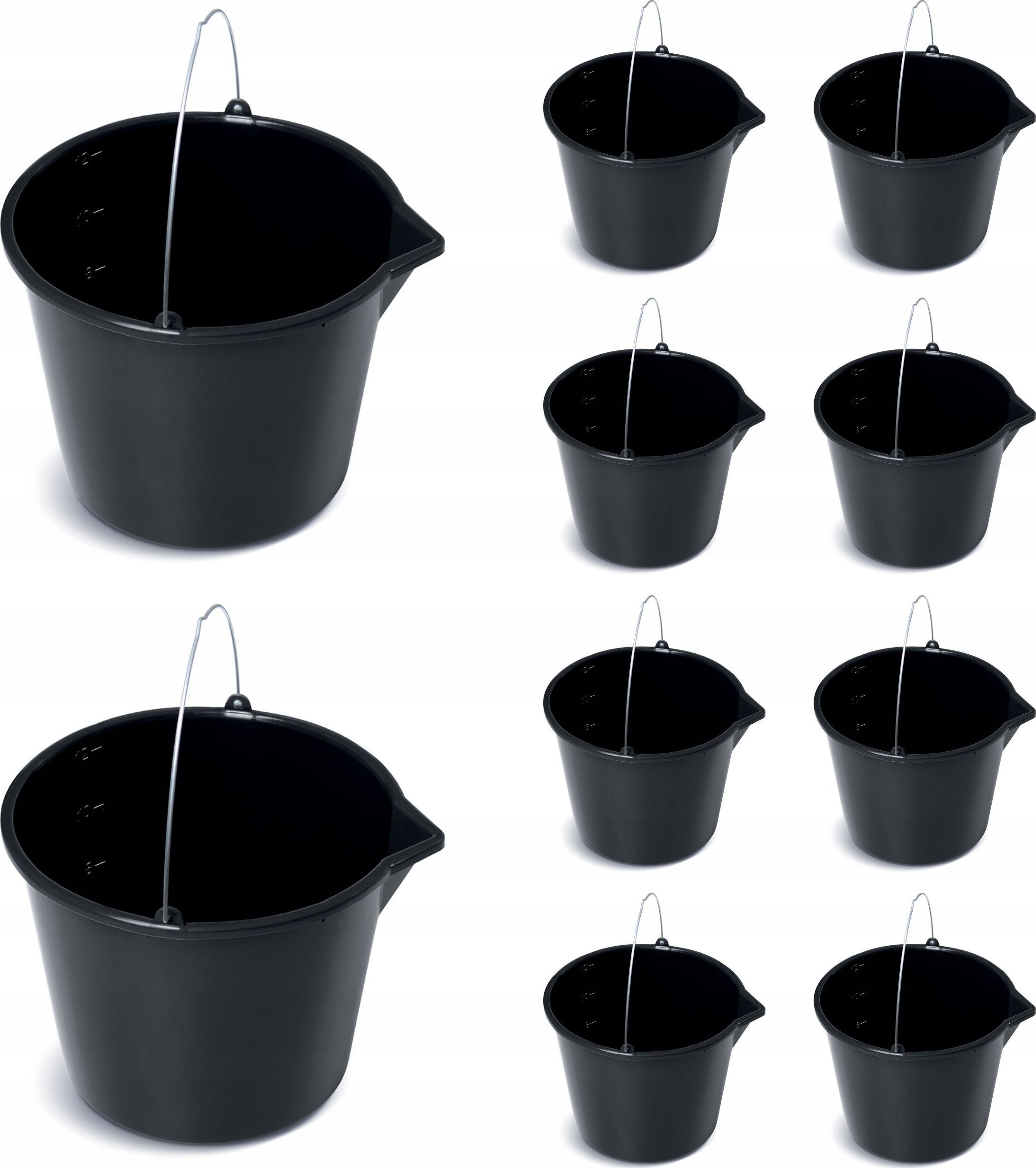 10x Wiadro budowlane gospodarcze 12l z lejkiem
