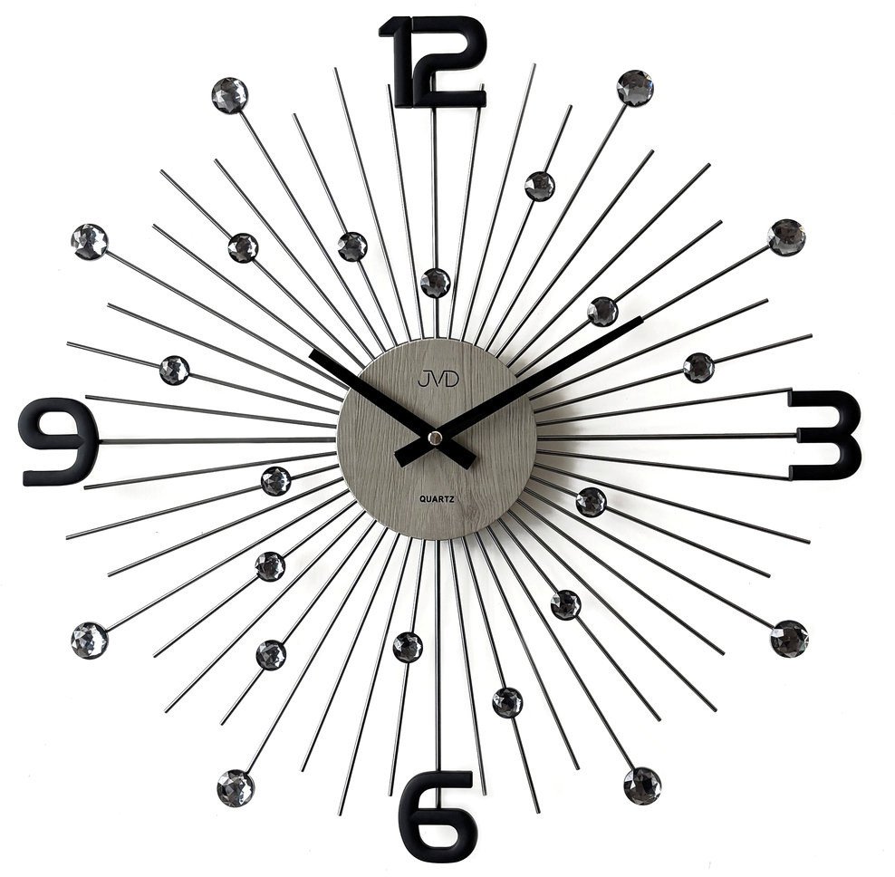 JVD Zegar ścienny HT117.2 z kryształkami, średnica 49 cm.