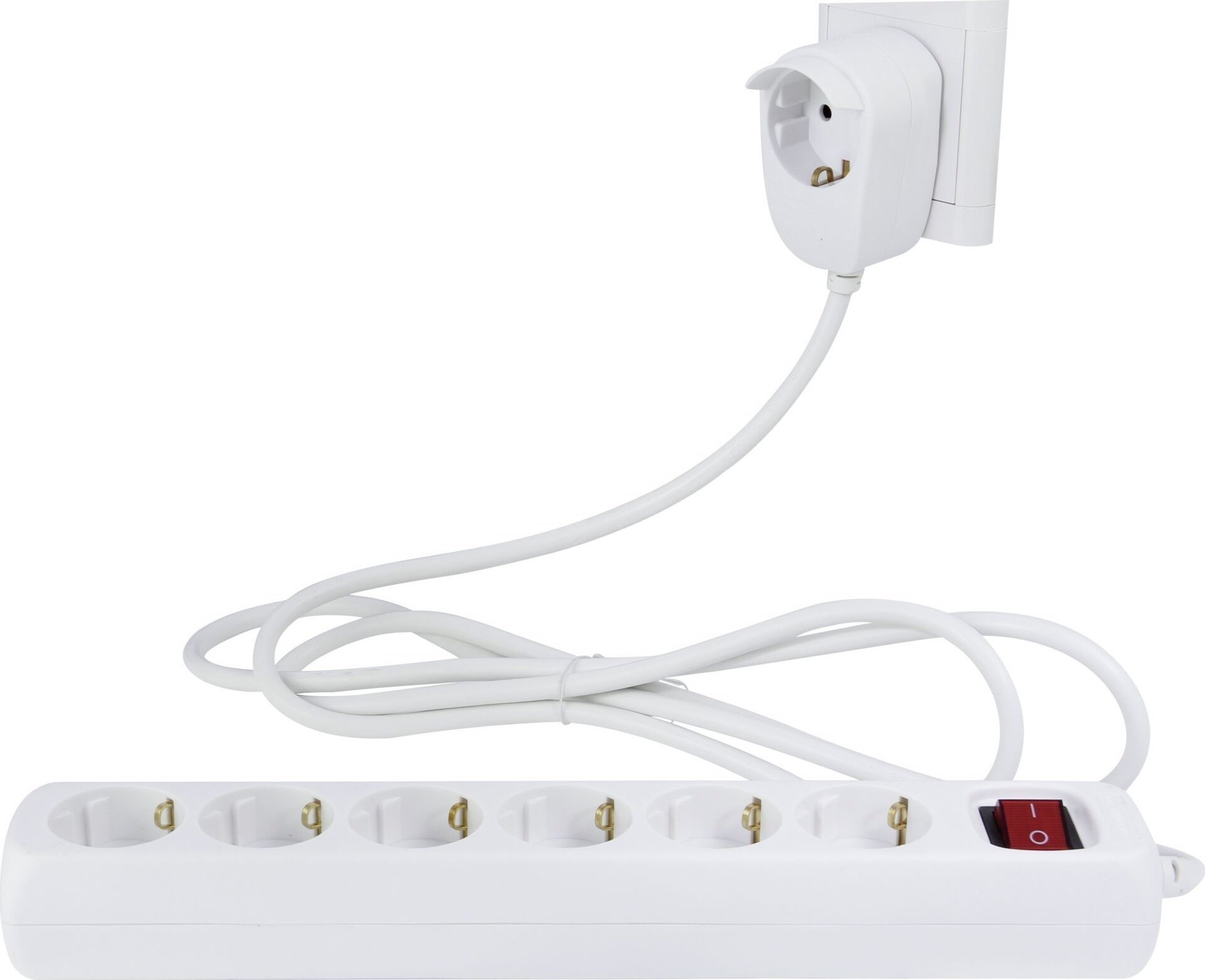 REV REV Multiple Socket Outlet white 6+1-fold 2m Powersplit + switch