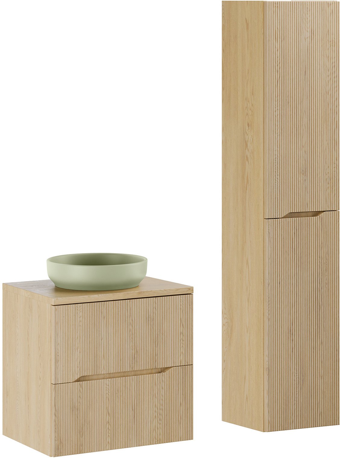 Zestaw meblowy 60cm z blatem, umywalką nablatową River i szafką wysoką