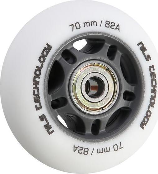 Nils Extreme PU 70x24 82A BIAŁE MATOWE (4 szt.) + ABEC-9 (8 szt.) ZESTAW NILS EXTREME