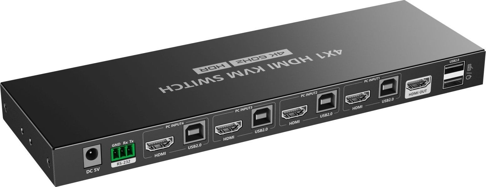 Kabel PremiumCord PREMIUMCORD HDMI switch, 4K@60Hz HDMI2.0 KVM 4:1, s dálkovým ovladačem