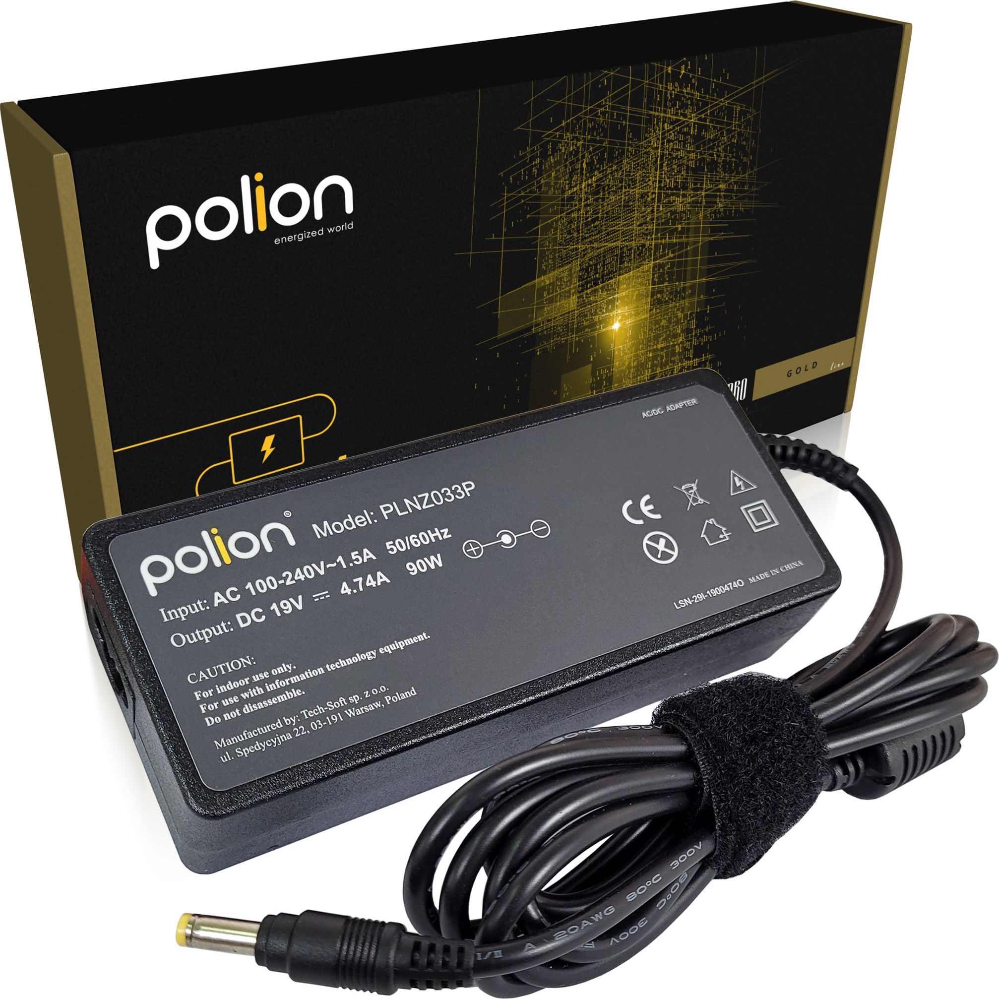 Zasilacz do laptopa Polion 90 W, 1.7 mm, 4.7 A, 19 V (PLNZ033P)