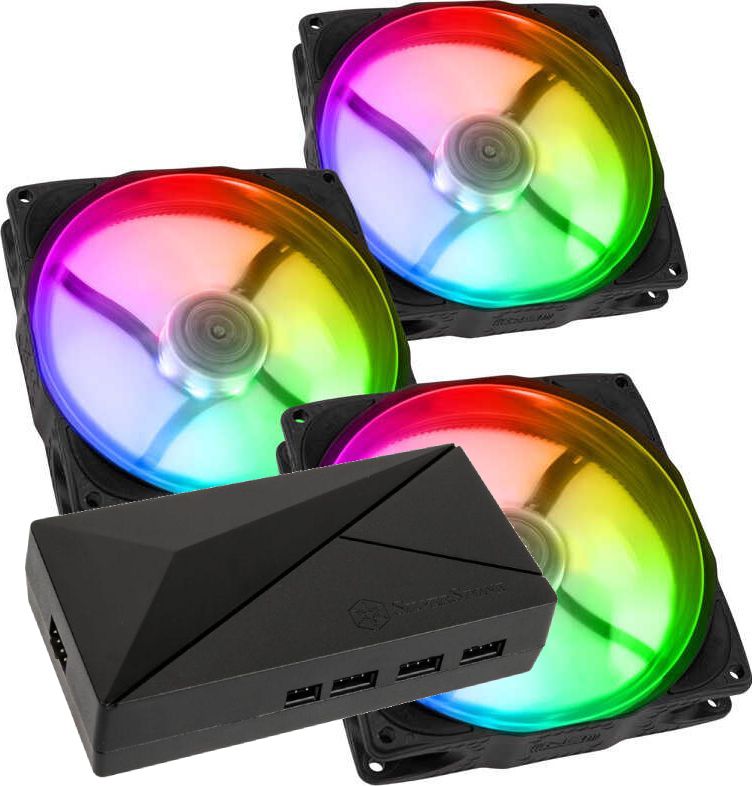 Wentylator Noiseblocker NB-eLoop X B12-P ARGB Czarny 3-pack + Hub SilverStone CPL02-E