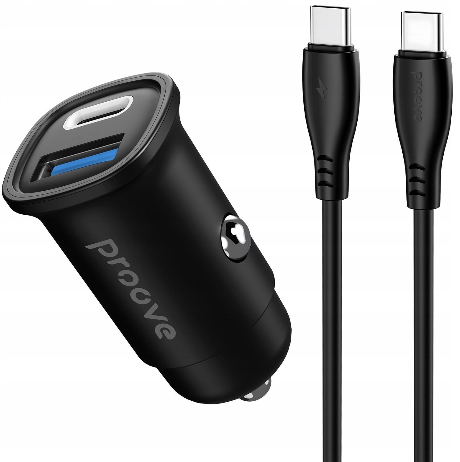 Ładowarka Samochodowa Do Zapalniczki Usb + Usb Type-c 30w + Kabel 2x Usb-c / Ccfc30111202 / Flash
