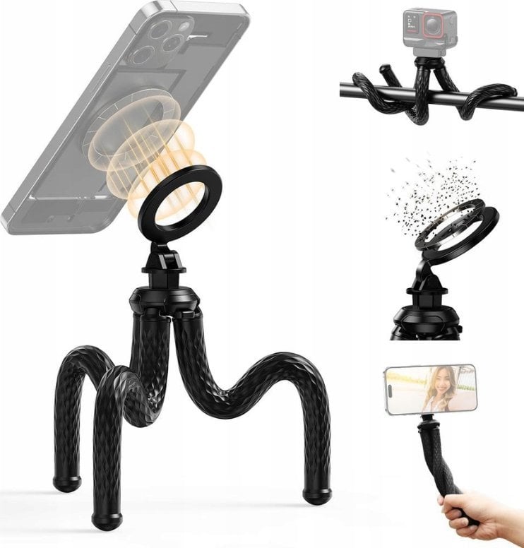 Elastyczny statyw TELESIN MagSafe do telefonu (czarny)