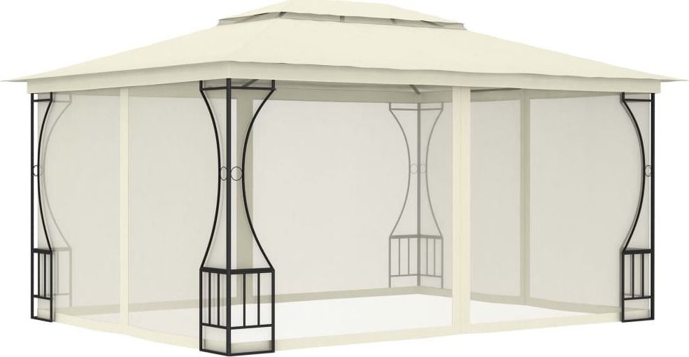 vidaXL VidaXL Altana ogrodowa z zasłonami, 300x400x265 cm, kremowa