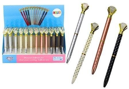 Długopis z diamentem w kropki 0,7mm nieb. (48szt)