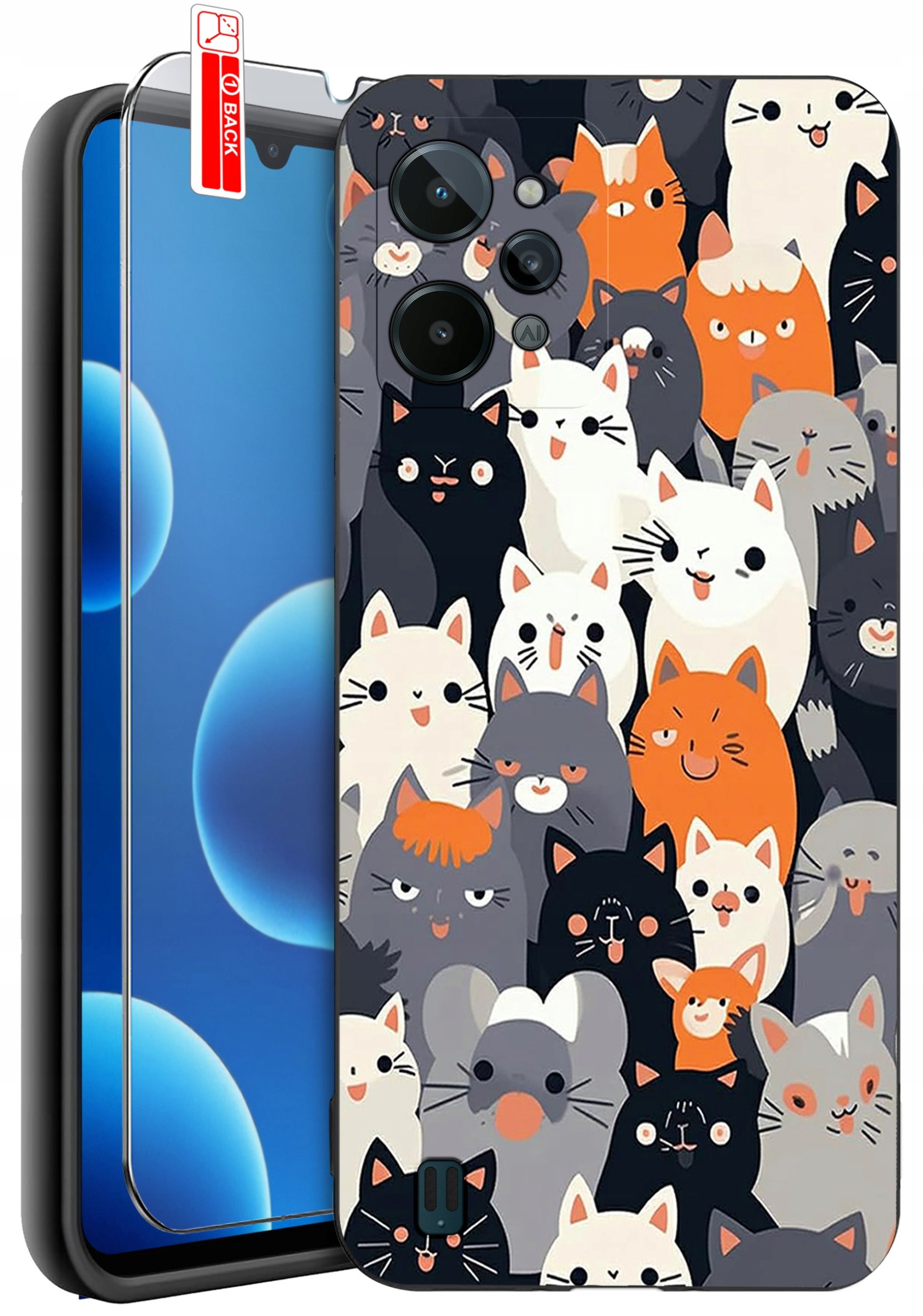 ETUI do Realme C31| WZORY | SILIKONOWE MATT CASE + SZKŁO 9H