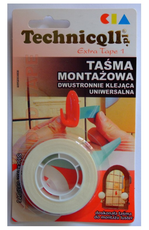 Technicqll Taśma dwustronna montażowa do listew biała 19mm x 1,5m