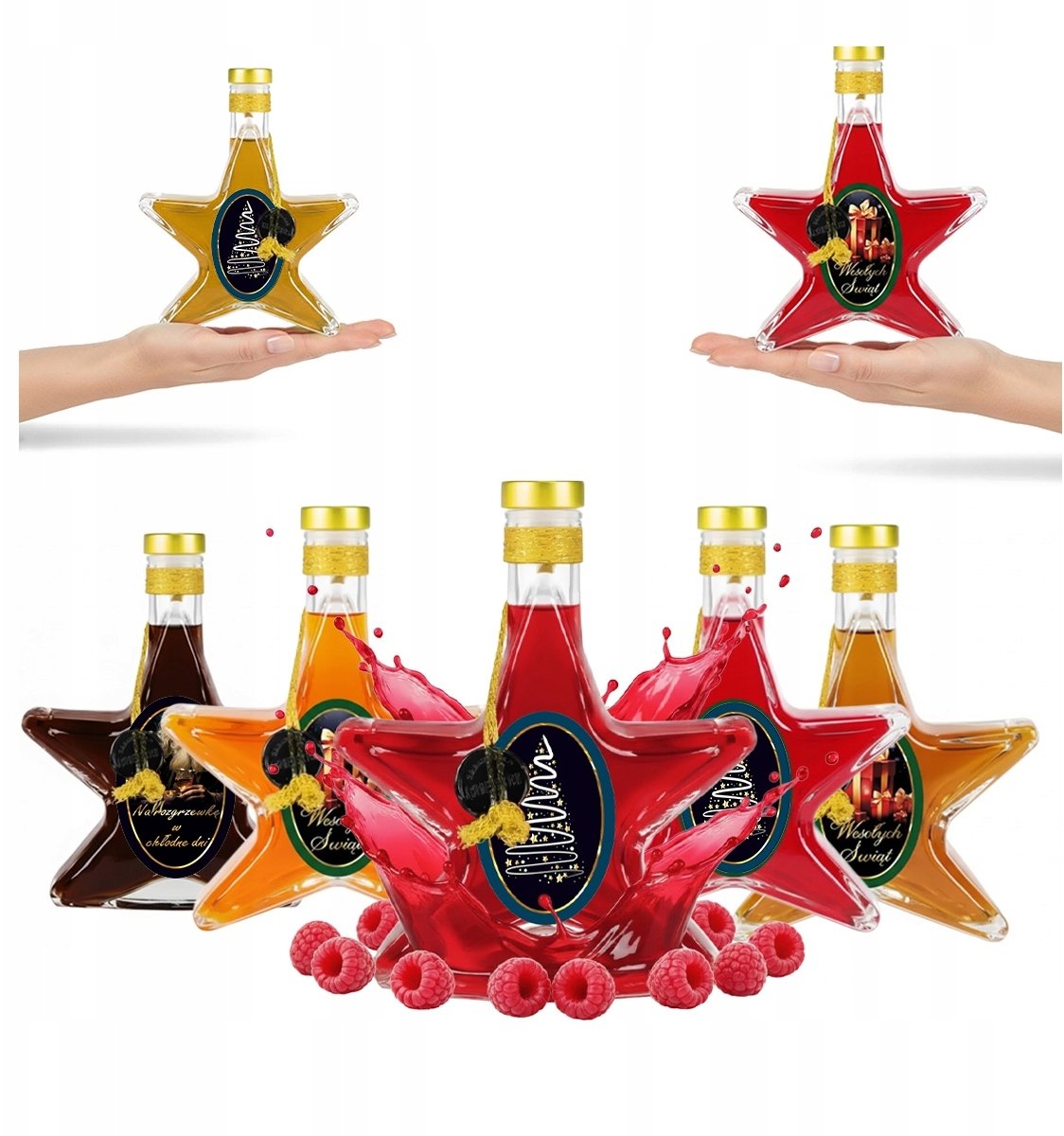 5x Butelka GWIAZDKA 200ml ZDOBIONA ŚWIĄTECZNA butelki na święta nalewki