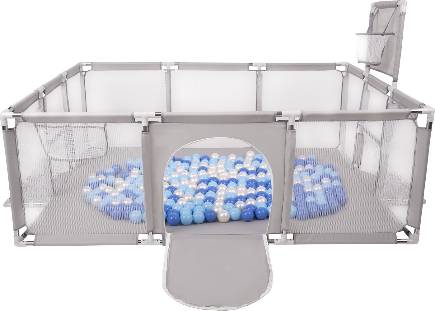 Selonis Selonis Boisko BO-100X z piłeczkami 6cm szary: niebieski-babyblue-perła 180x122x62/100piłek Zabawka kojec