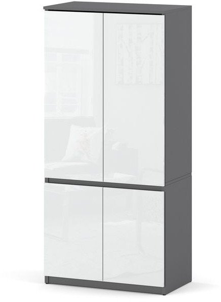 Szafa Garderoba Do Sypialni Przedpokoju 80cm Posti Szary Biały Połysk