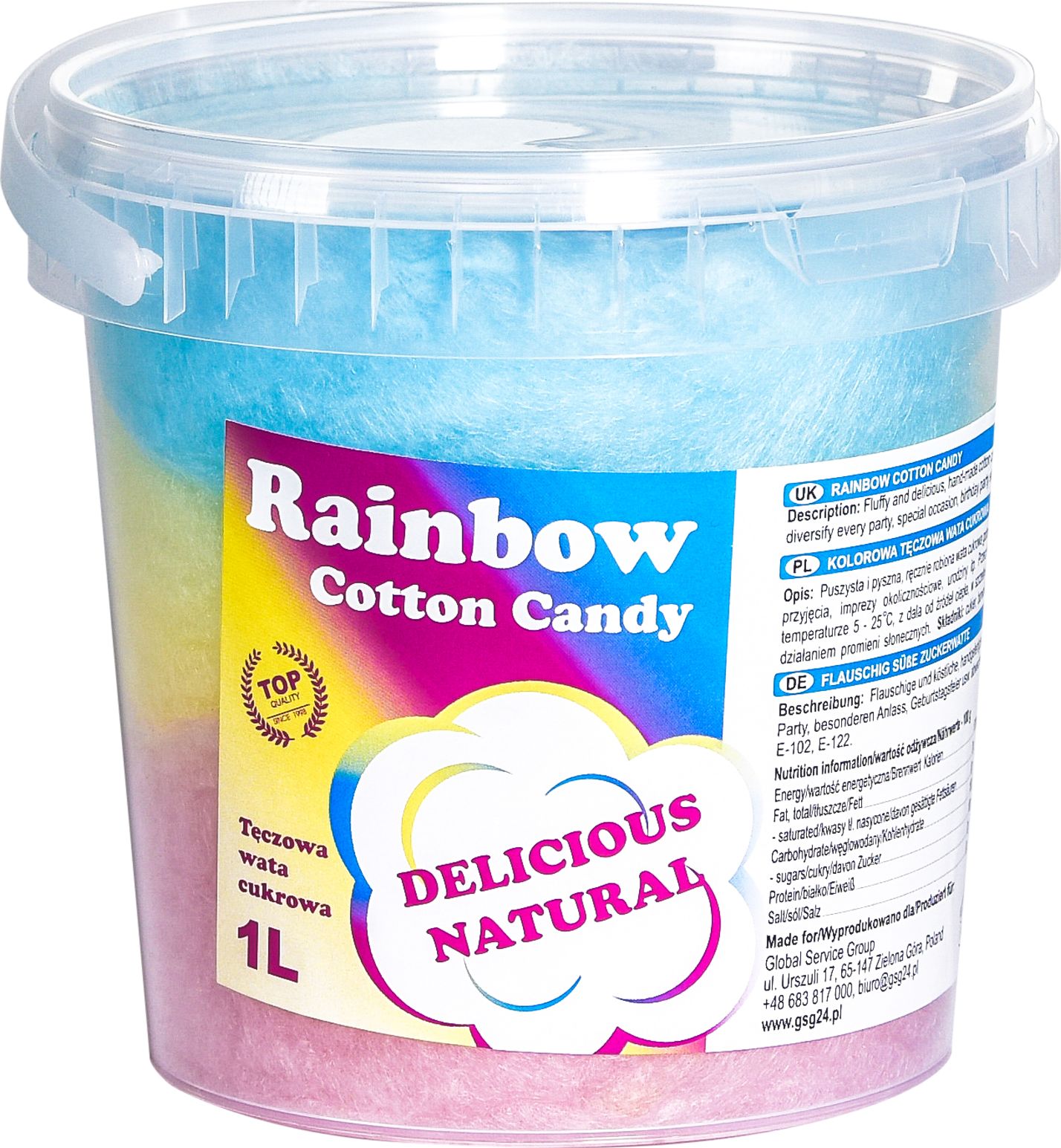 GSG Kolorowa tęczowa wata cukrowa Rainbow Cotton Candy 1L