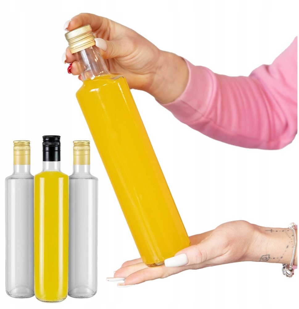 10x Butelka SZKLANA DORICA 500 ml BEZBARWNA na oliwę nalewki ocet sok 0,5l