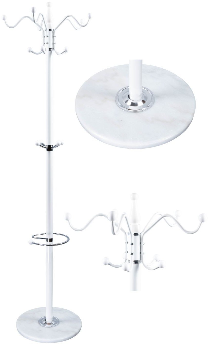 Nowoczesny podłogowy stojący obrotowy wieszak na ubrania marmurowa podstawa biały