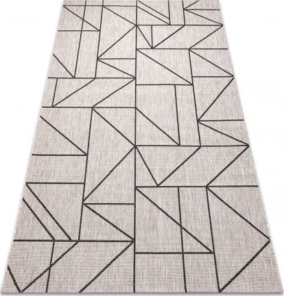 Dywany Łuszczów DYWAN SZNURKOWY SIZAL FLOORLUX 20605 silver / black TRÓJKĄTY, GEOMETRYCZNY, 200x290 cm