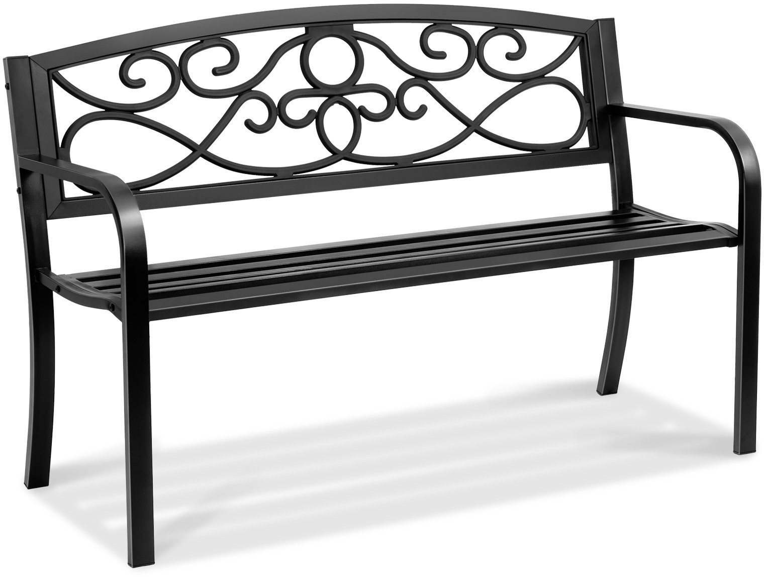 Ławka ogrodowa 127 cm - metalowa 250 kg - z oparciem i podłokietnikami