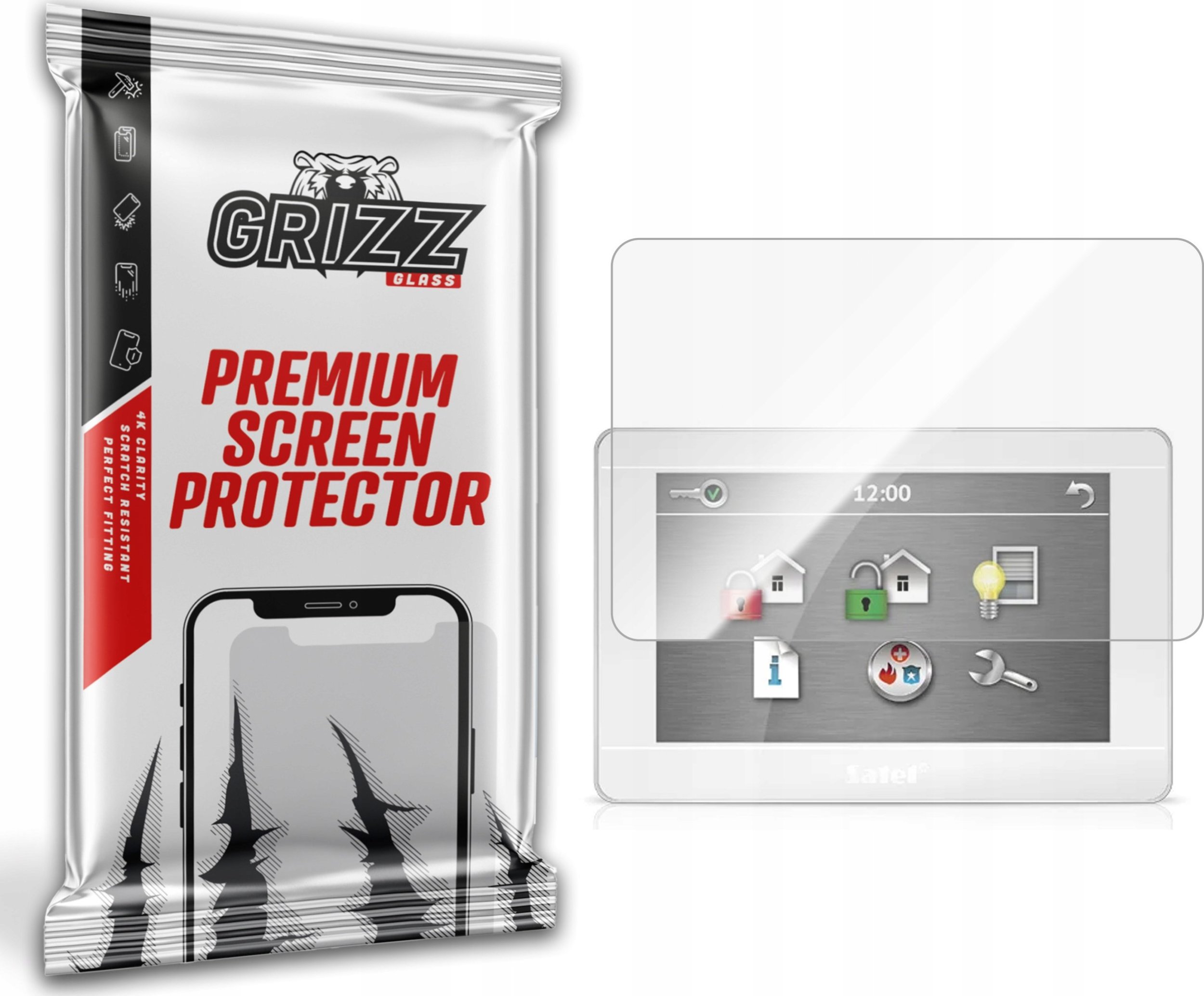 Etui do nawigacji GrizzGlass Folia ceramiczna GrizzGlass CeramicFilm do manipulatora alarmowego Satel INT-TSH-WSW 7"