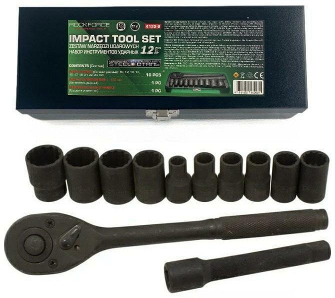 ROCKFORCE ZESTAW KLUCZY UDAR.12el. 1/2" 12KĄT. (10-24mm)