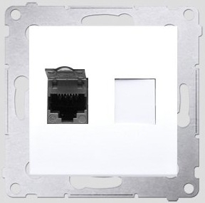 Kontakt-Simon Gniazdo komputerowe pojedyncze SIMON54 RJ45 kat.6 ekranowane białe - D61E.01/11