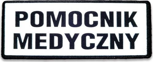 Polska Firma Emblemat POMOCNIK MEDYCZNY odblaskowy na rzepie 13 x 5 cm NOWY