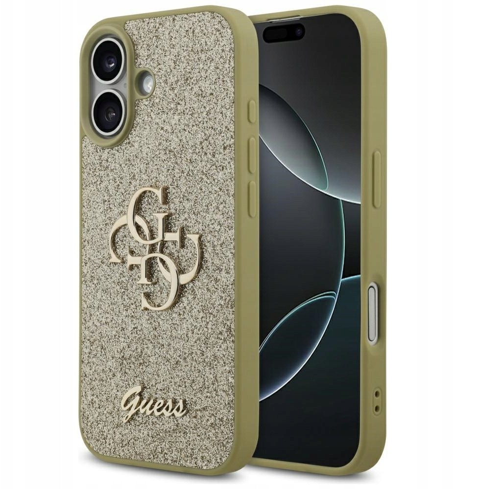 Etui Guess Fixed Glitter Big 4G do iPhone 17 złoty