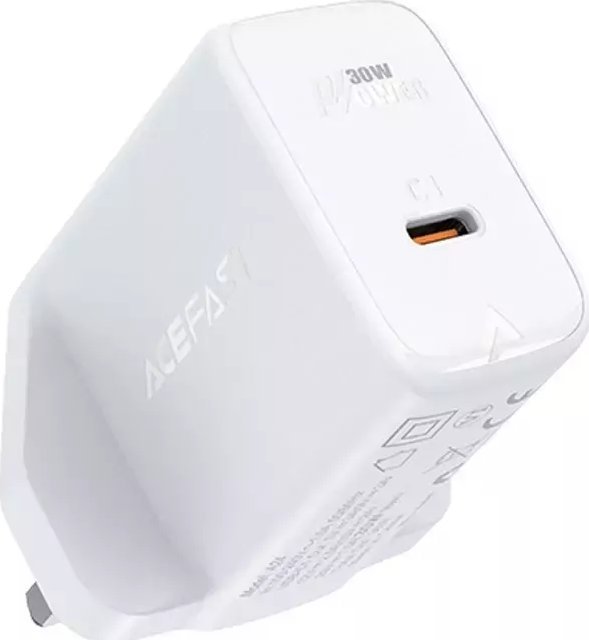 Acefast ładowarka sieciowa GaN (wtyczka UK) USB Typ C 30W, Power Delivery, PPS, Q3 3.0, AFC, FCP biały (A24 UK white)