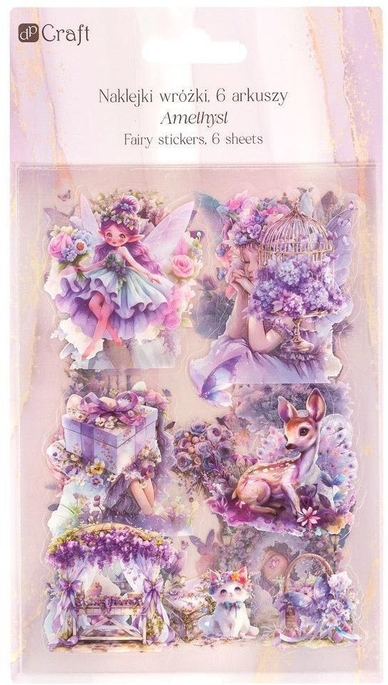 Naklejki połyskujące PET - Wróżki amethyst 6ark