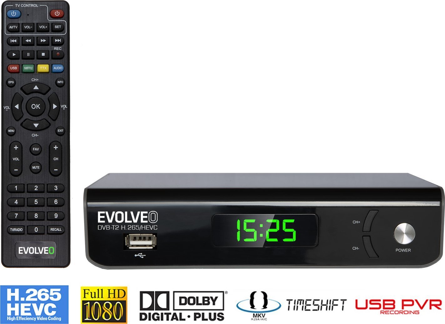 Tuner TV Evolveo EVOLVEO Omega S3, HD DVB-T2 H.265/HEVC rekordér