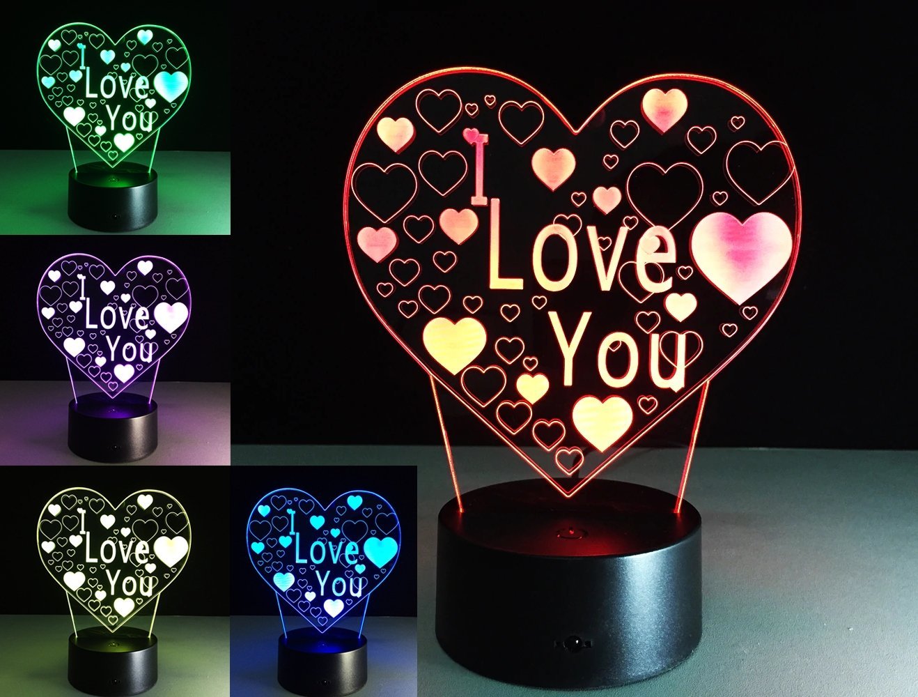TECKIN Lampka nocna 3D LED "I LOVE YOU" mała