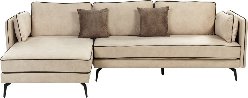 Beliani Narożnik welurowy prawostronny beżowy ALTAN